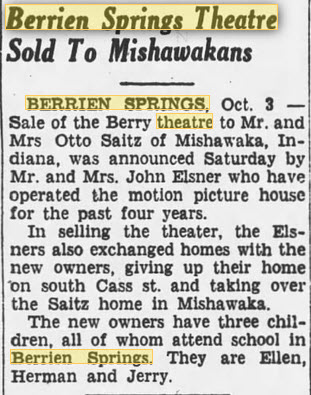 Berry Theatre - Oct 3 1949 Article